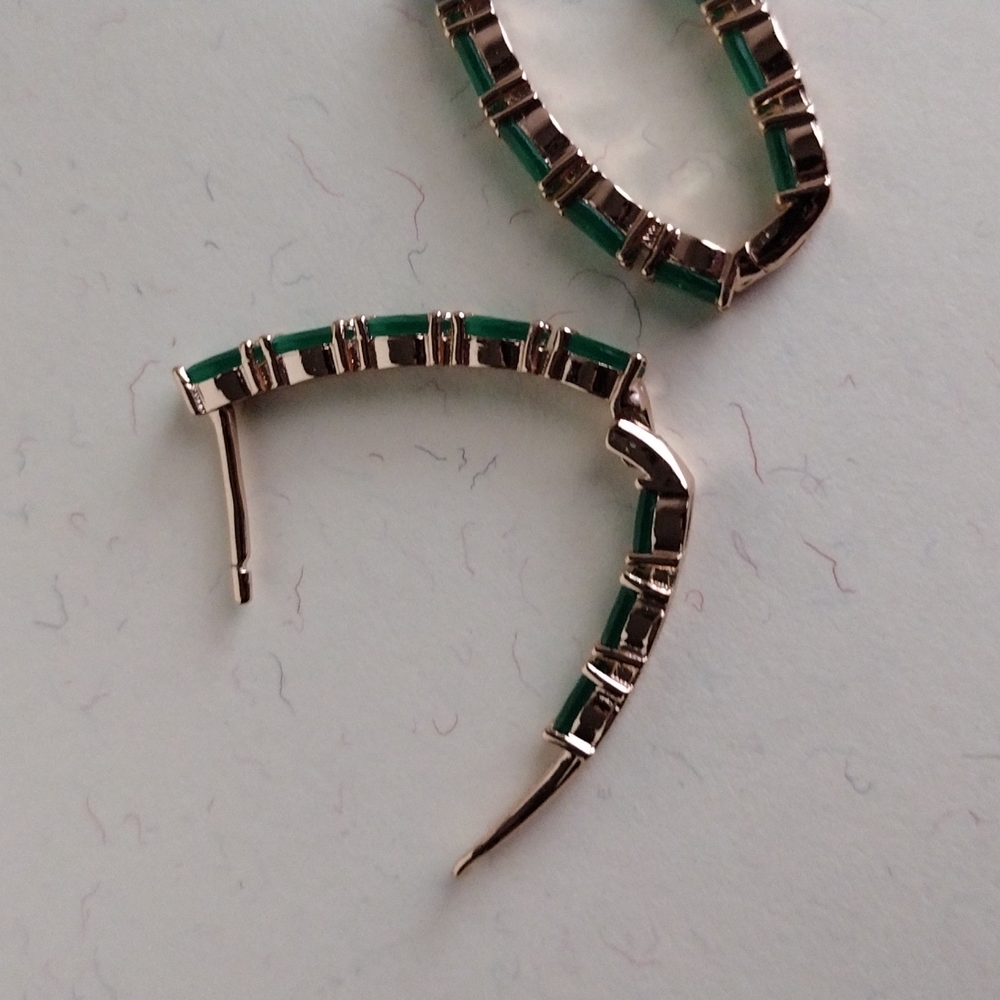 Gold emerald drop earrings - Picture 5 of 8